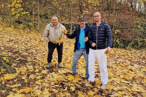 3 Männer beim Herbstspaziergang