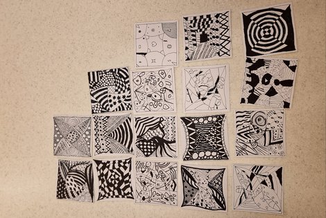 Mosaik aus vielen Zentangle Zeichnungen