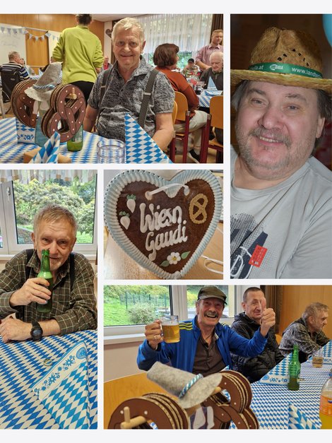 Collage mit Bewohnern beim Oktoberfest