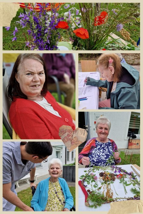 Collage BewohnerInnen im Garten
